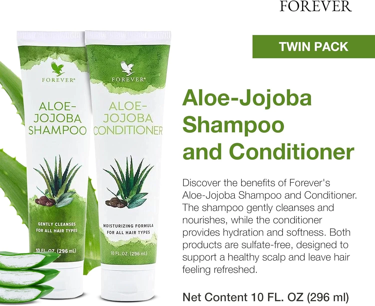 شامپو آلوئه-جوجوبا و نرم کننده موی سر فوراور لیوینگ پروداکتس (دوقلو)