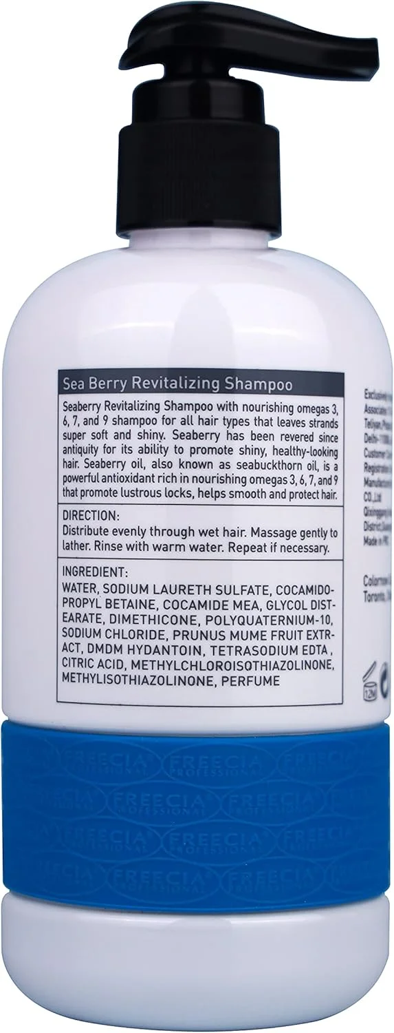 شامپو حرفه ای فریشیا با عصاره های سنجد دریایی، احیا کننده، مغذی و مرطوب کننده، مراقبت ملایم و لطیف برای داشتن موهایی بی نقص (300 میلی لیتر)