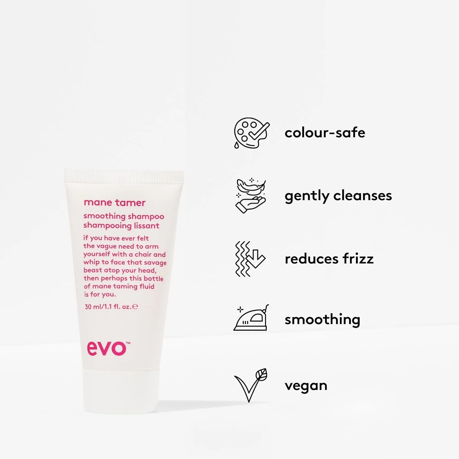 شامپو صاف کننده مو ایوو Mane Tamer - تمیز کننده، صاف کننده و تقویت کننده مو - کاهش وز - سایز مسافرتی، 30 میلی لیتر