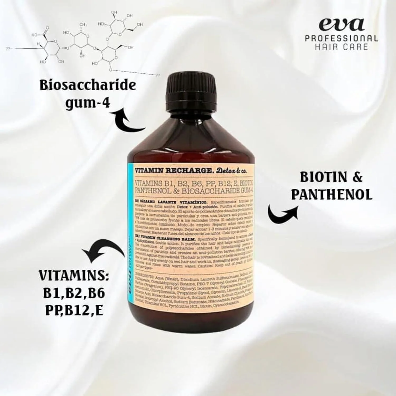 شامپو بالم پاک کننده موهای خشک اوا پروفشنال ویتامین ریچارج دتوکس اند کو.، 500 میلی لیتر شامپو بالم پاک کننده موهای خشک اوا پروفشنال ویتامین ریچارج دتوکس اند کو.، 500 میلی لیتر