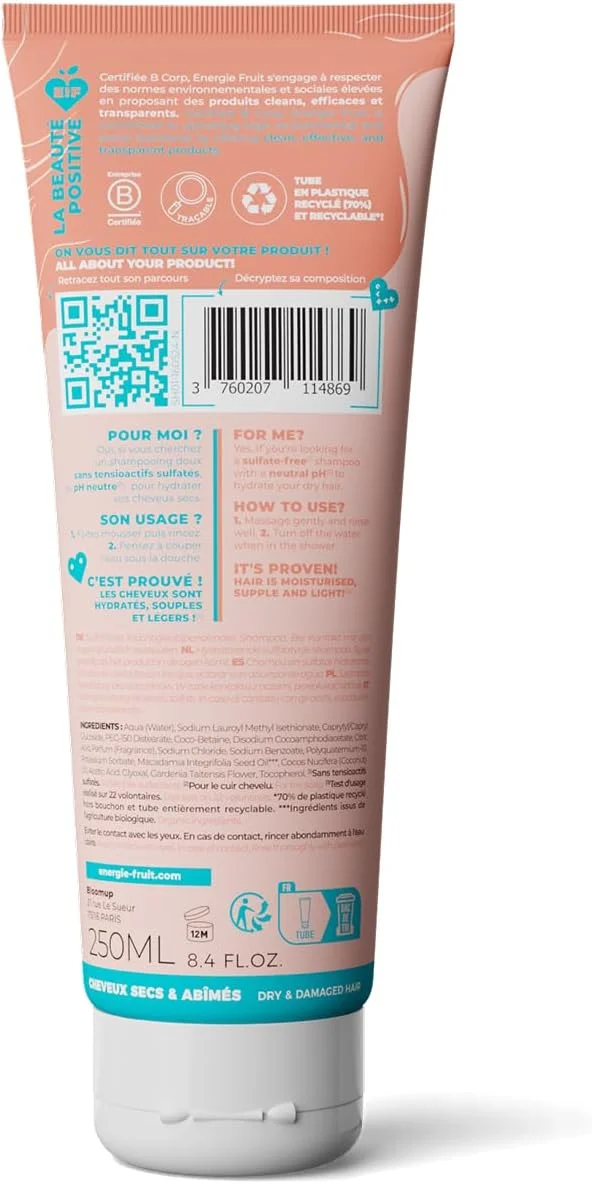 شامپو بدون سولفات انرژی فروت حاوی روغن مونوی و ماکادمیا ارگانیک مناسب موهای خشک و آسیب دیده وگان 250 میلی لیتر شامپو بدون سولفات انرژی فروت حاوی روغن مونوی و ماکادمیا ارگانیک مناسب موهای خشک و آسیب دیده وگان 250 میلی لیتر