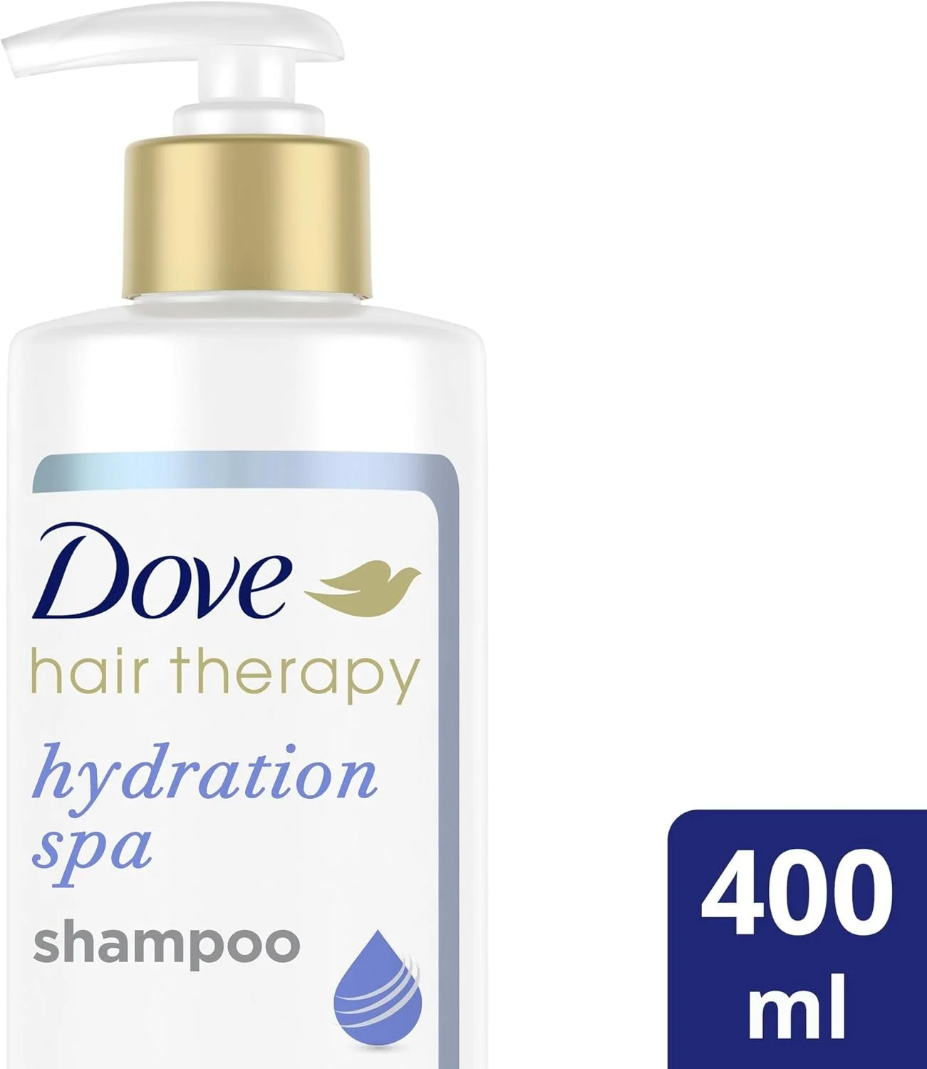 شامپو Dove Hair Therapy Hydration Spa برای موهای خشک حاوی سرم هیالورونیک، 400 میلی لیتر