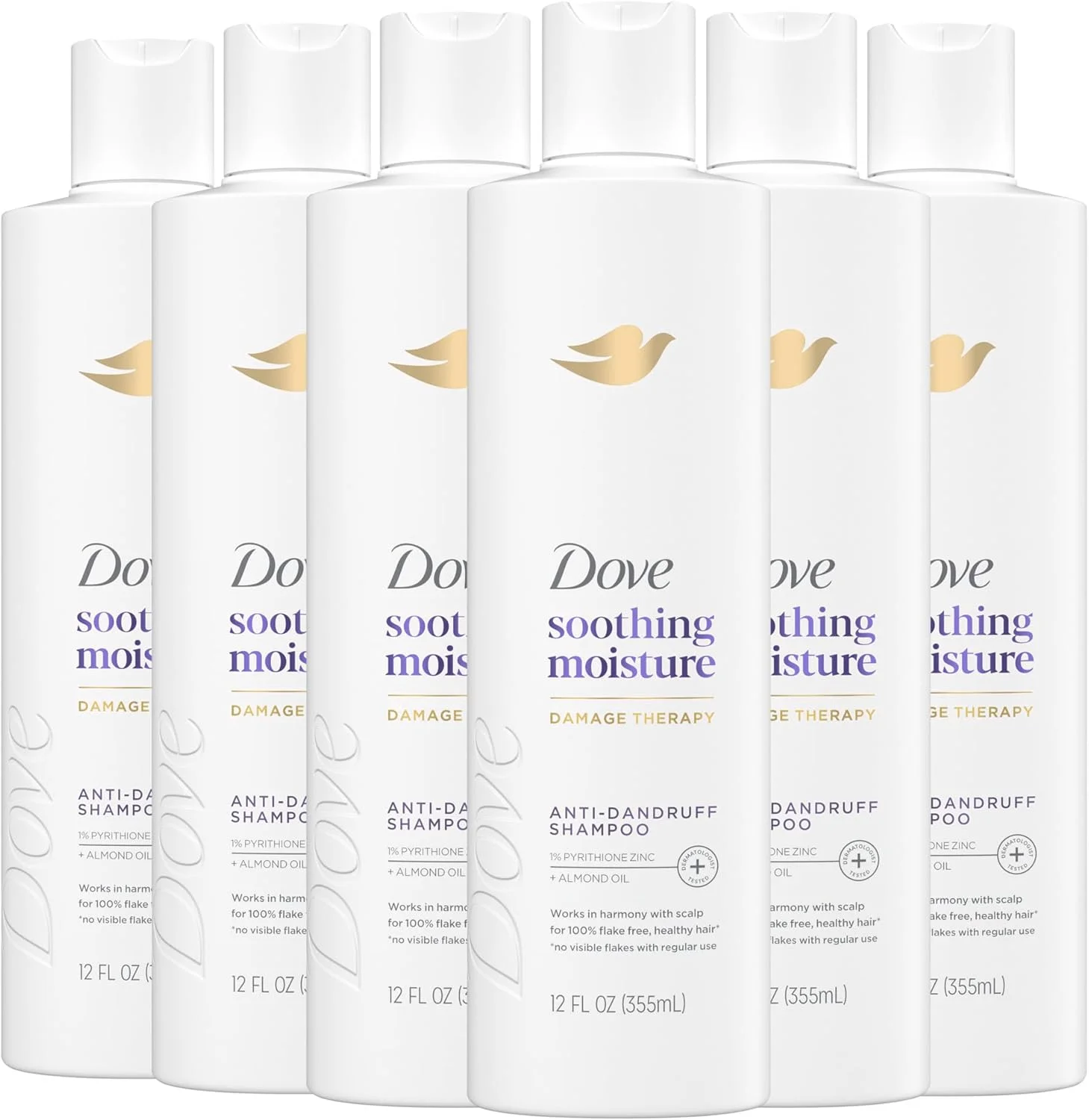 شامپو ضد شوره سر Dove Dermacare، مرطوب کننده و تسکین دهنده، 355 میلی لیتر، بسته 6 عددی