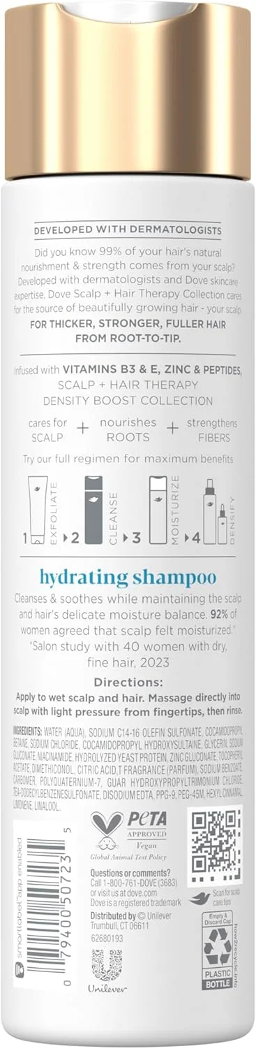 شامپو آبرسان و افزایش دهنده تراکم مو داو، درمان پوست سر + مو برای پاکسازی ملایم، حاوی ویتامین B3، زینک و 0% سولفات، 273 میلی لیتر شامپو آبرسان و افزایش دهنده تراکم مو داو، درمان پوست سر + مو برای پاکسازی ملایم، حاوی ویتامین B3، زینک و 0% سولفات، 273 میلی لیتر