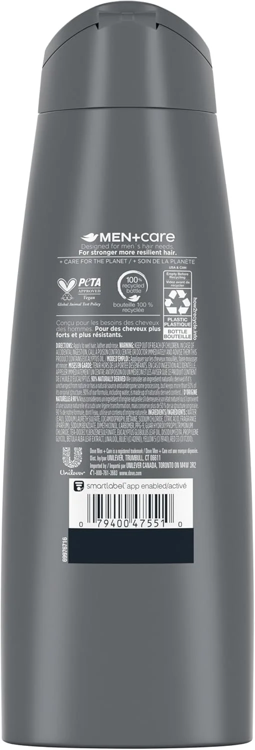 شامپو و نرم کننده 2 در 1 داو من+کر برای موهای سالم، اکالیپتوس و توس، پاک کننده های گیاهی طبیعی، 355 میلی لیتر