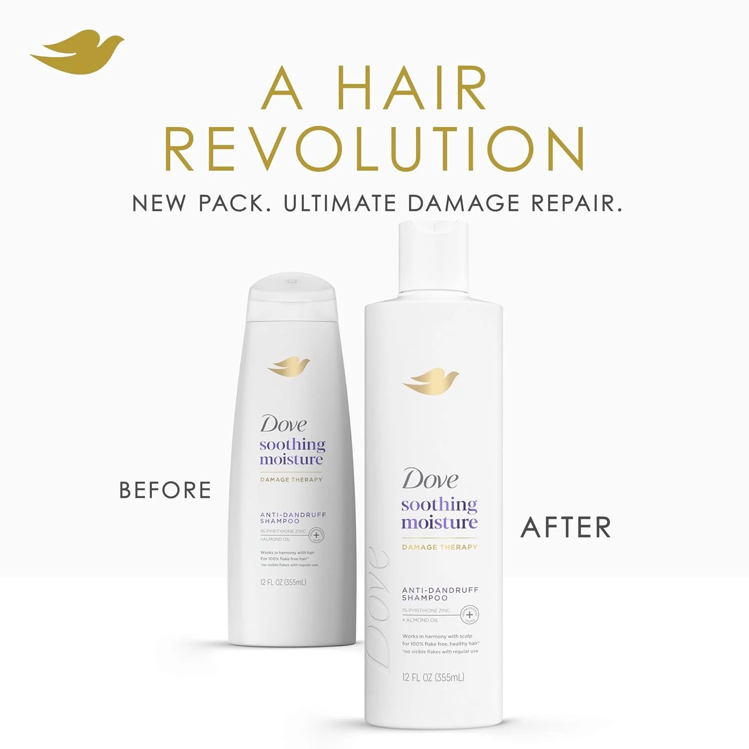 شامپو ضد شوره سر Dove Dermacare، مرطوب کننده و تسکین دهنده، 355 میلی لیتر، بسته 6 عددی