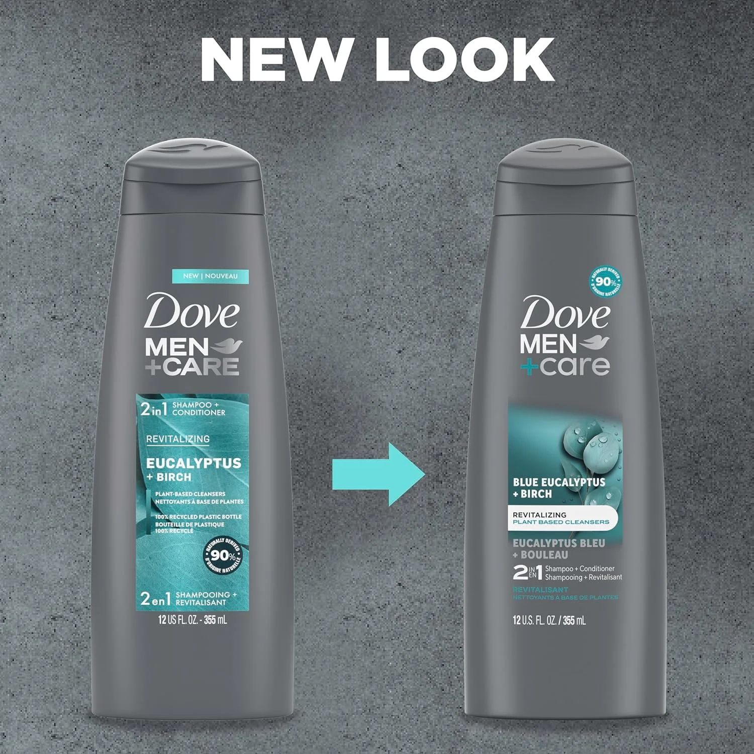 شامپو و نرم کننده 2 در 1 داو من+کر برای موهای سالم، اکالیپتوس و توس، پاک کننده های گیاهی طبیعی، 355 میلی لیتر