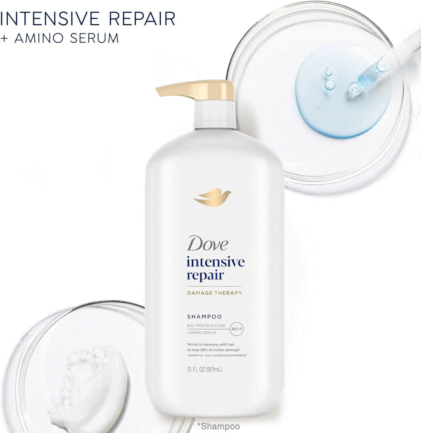 شامپو ترمیم کننده موهای آسیب دیده داو Nutritive Solutions با پمپ، فرمول شامپو موهای خشک Intensive Repair با کراتین فعال، 920 میلی لیتر، بسته 4 عددی شامپو ترمیم کننده موهای آسیب دیده داو Nutritive Solutions با پمپ، فرمول شامپو موهای خشک Intensive Repair با کراتین فعال، 920 میلی لیتر، بسته 4 عددی