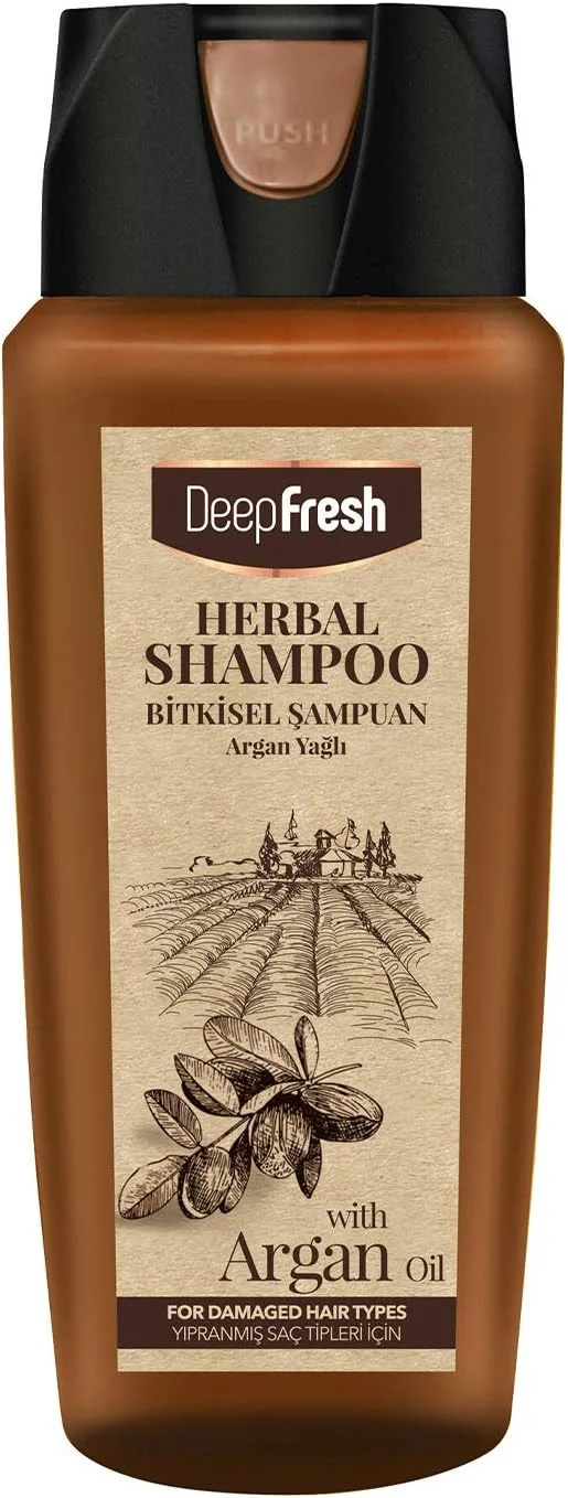شامپو گیاهی دیپ فرش با عصاره روغن آرگان - مناسب برای انواع موهای آسیب دیده - فاقد الکل، فاقد پارابن، حاوی عصاره روغن آرگان 500 میلی لیتر