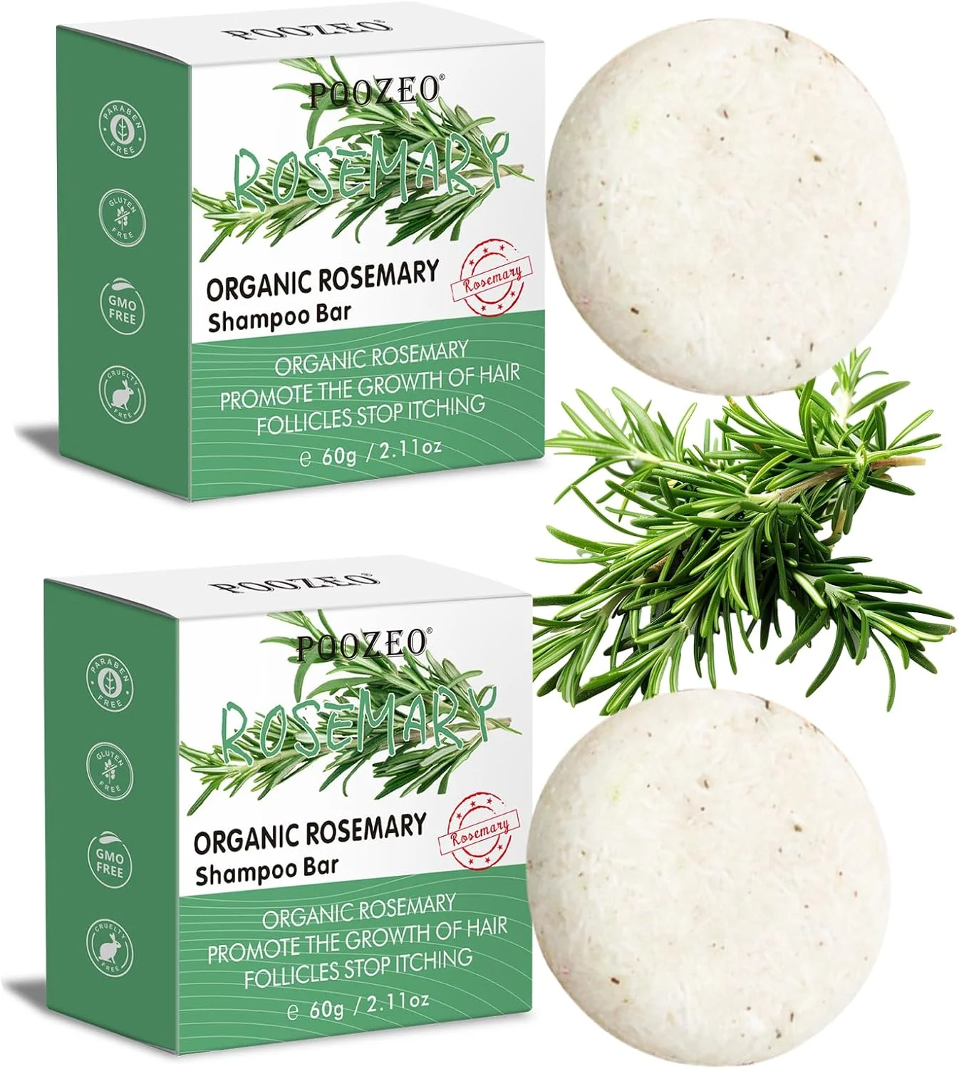 شامپو بار رزماری DBEAUTYM، بسته 2 عددی، پاک کننده عمیق پوست سر، صابون شامپو ضد ریزش مو، کنترل چربی موی ارگانیک، شامپو جامد برای رشد مو، صابون طراوت بخش و آبرسان، هدیه روز مادر