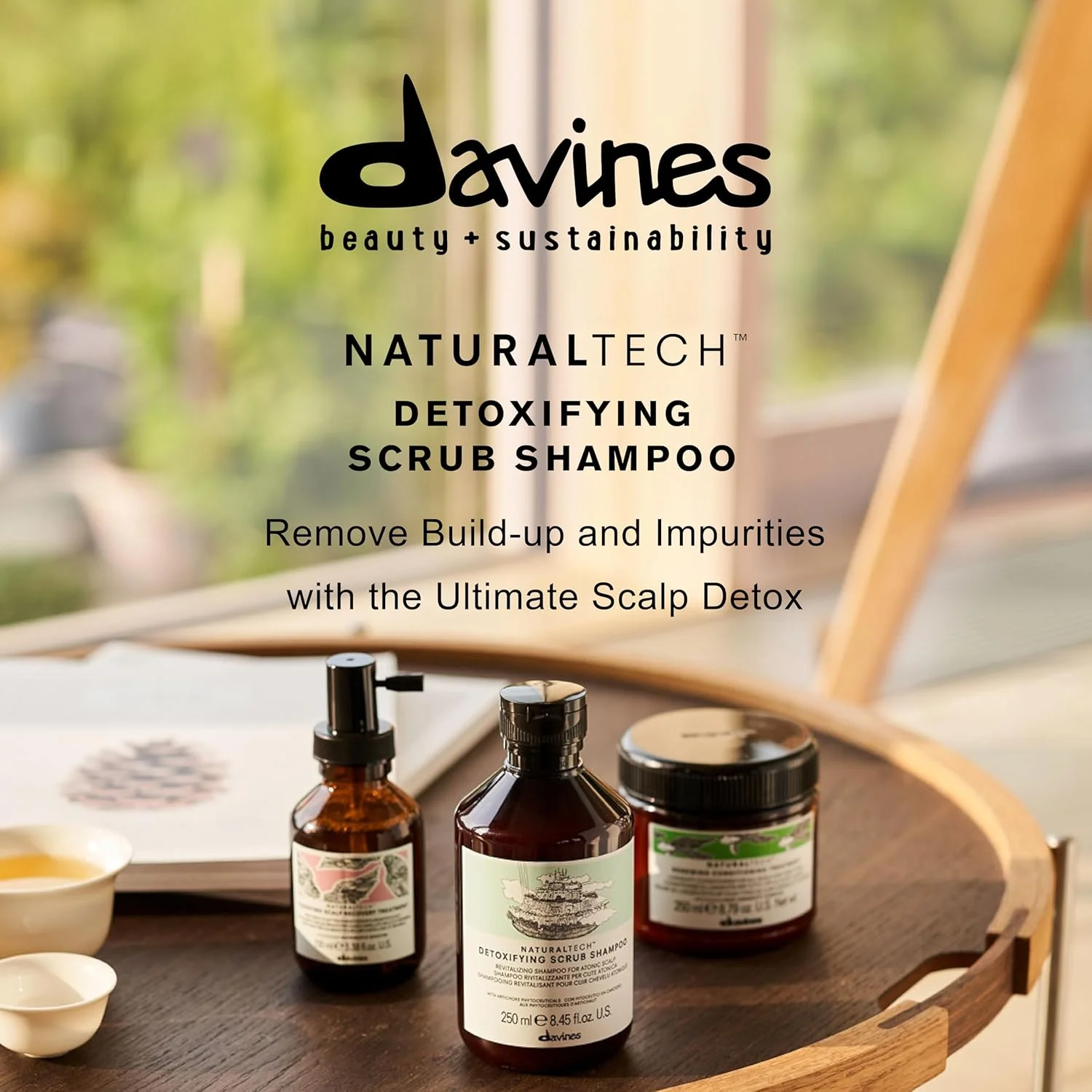 شامپو اسکراب سم زدای Naturaltech Davines، پاک کننده عمیق و ملایم مو و پوست سر، 250 میلی لیتر