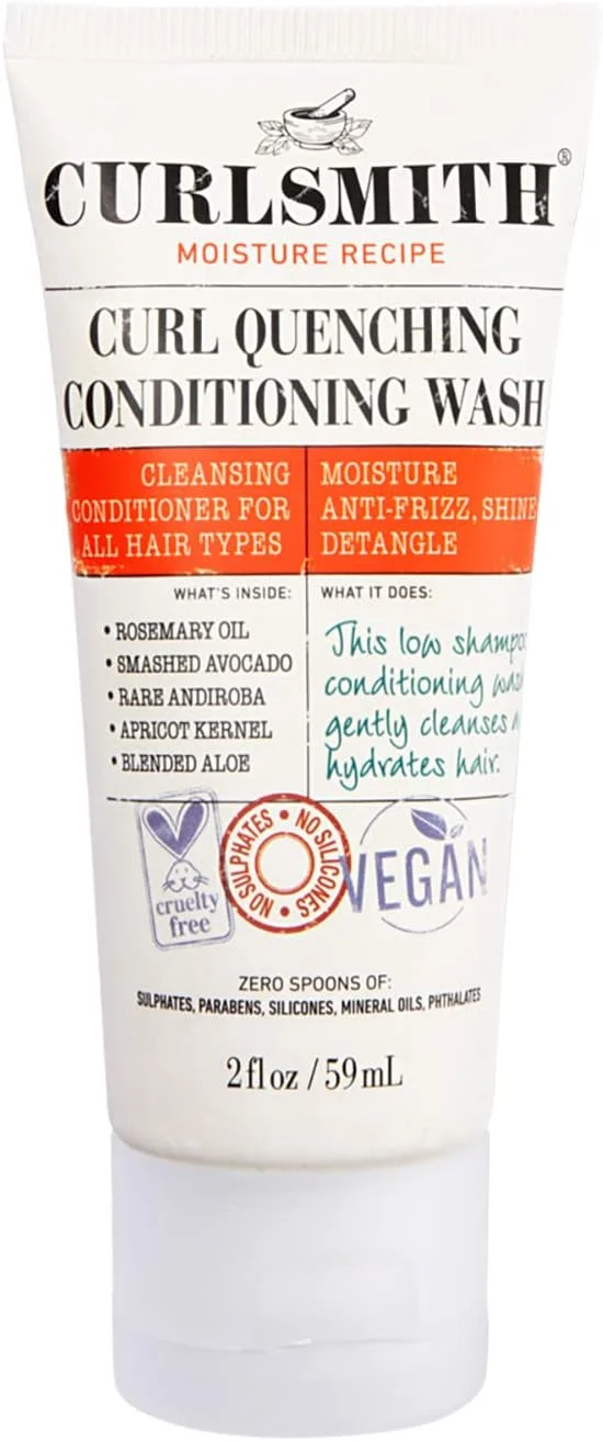 CURLSMITH (59ml (بسته 1 عددی)) - شستشوی نرم کننده و رفع تشنگی فر - نرم کننده گیاهی Cowash 2 در 1 و شامپو برای موهای موج دار، فر و مجعد (59ml)