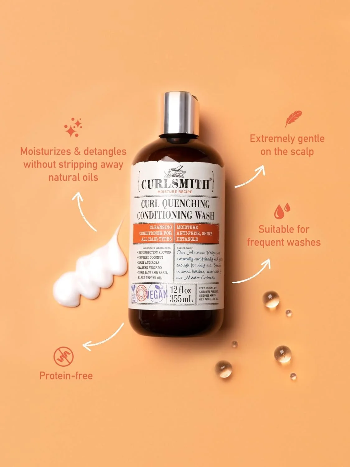 CURLSMITH (59ml (بسته 1 عددی)) - شستشوی نرم کننده و رفع تشنگی فر - نرم کننده گیاهی Cowash 2 در 1 و شامپو برای موهای موج دار، فر و مجعد (59ml) CURLSMITH (59ml (بسته 1 عددی)) - شستشوی نرم کننده و رفع تشنگی فر - نرم کننده گیاهی Cowash 2 در 1 و شامپو برای موهای موج دار، فر و مجعد (59ml)