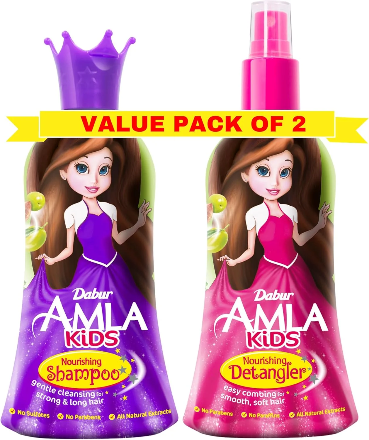 شامپو و بازکننده گره موی کودک دابور آملا (2 عدد 200 میلی لیتر) | غنی شده با آملا، زیتون، بادام، روغن های طبیعی و ویتامین E | پاک کننده ملایم و شانه پذیری آسان برای موهای صاف و نرم | بدون سولفات و بدون پارابن