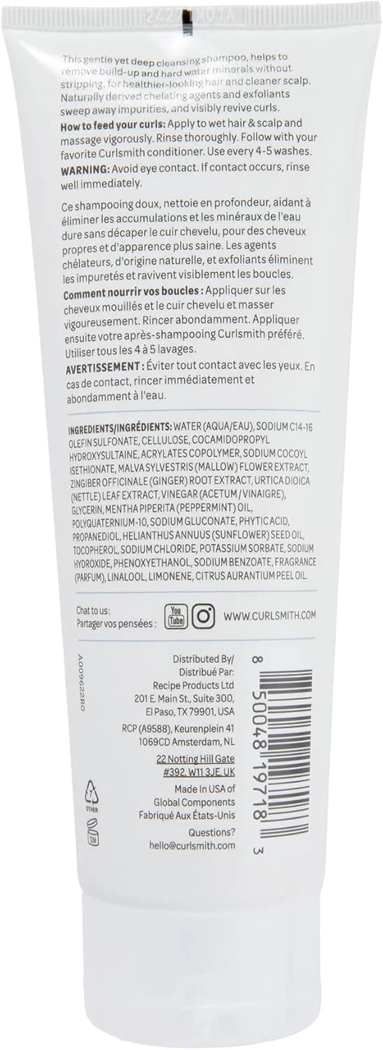 شامپو سم زدای موی فر CURLSMITH Curl Reset | پاک کننده عمیق، از بین برنده رسوبات و آب سخت، ایده آل برای احیا و بازگرداندن حالت فر مو
