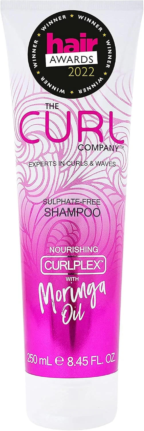 شامپو بدون سولفات The Curl Company (250 میلی لیتر) - ملایم برای فرها و پوست سر، ایده آل برای موهای فر، مجعد، سیم تلفنی و موج دار. فرموله شده به صورت حرفه ای با Curplex و روغن مغذی مورینگا.