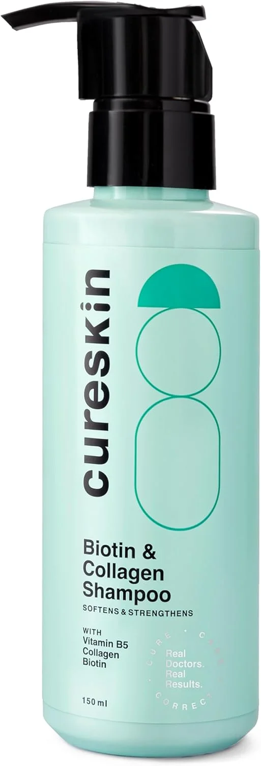 شامپو بیوتین و کلاژن Cureskin حاوی ویتامین B5 و گلیکولیپیدها: تقویت کننده مو، کاهش ریزش مو و ترمیم کننده آسیب دیده (150 میلی لیتر)