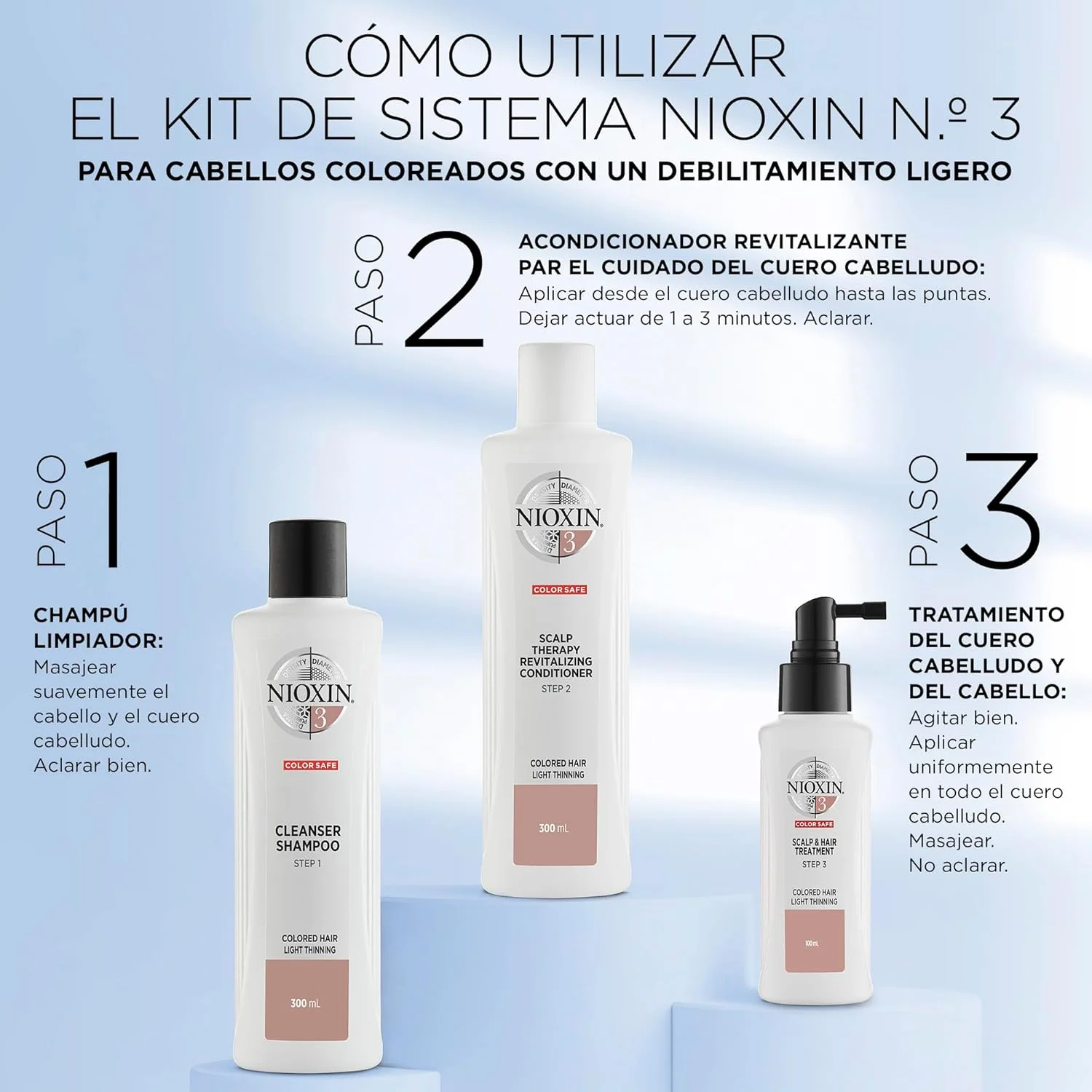 مجموعه سه قسمتی نیوکسین سیستم 3 | موهای رنگ شده با کم پشتی خفیف | درمان پوست سر | درمان ضخیم کننده مو | شامپو پاک کننده | 1000 میلی لیتر