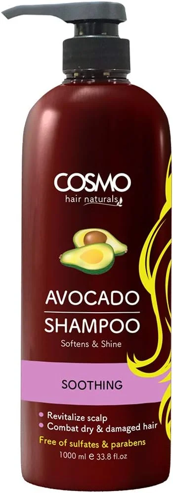 شامپو مو حاوی آووکادو برای انواع مو سی دی COSMO DESIGNS حجم 1000 میلی لیتر، نرم کننده و درخشان کننده، احیا کننده پوست سر، مقابله با موهای خشک و آسیب دیده