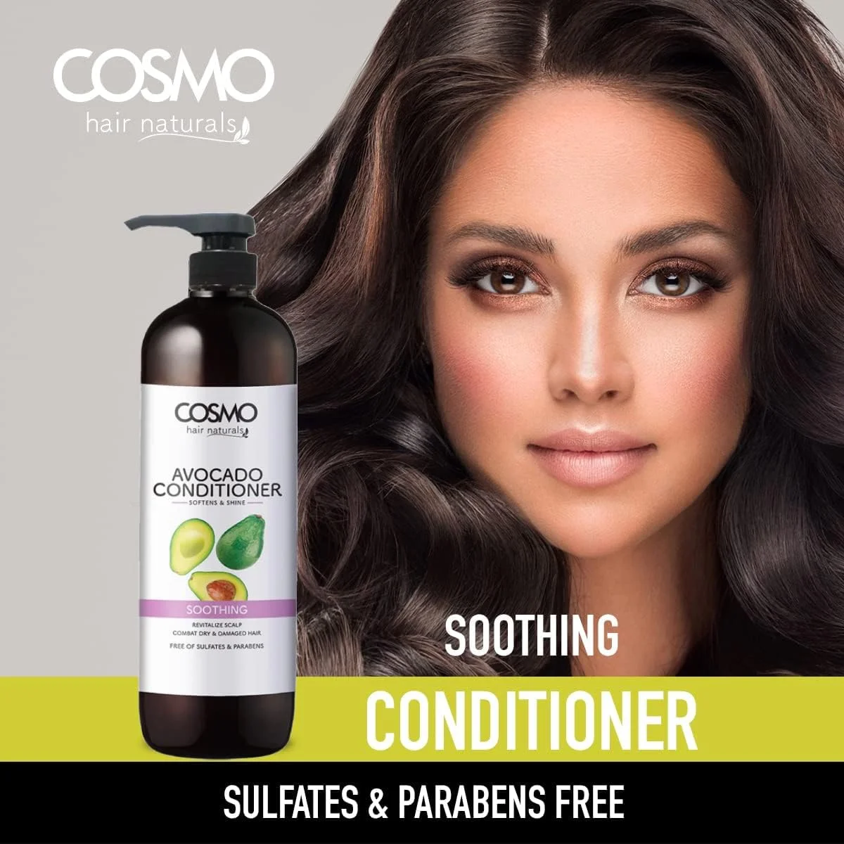 شامپو و نرم کننده تسکین دهنده آووکادو سی دی COSMO DESIGNS، 1000 میلی لیتر، مناسب برای آقایان و بانوان، فاقد سولفات و پارابن، بسته مراقبت از مو 2 در 1، کیت استفاده روزانه