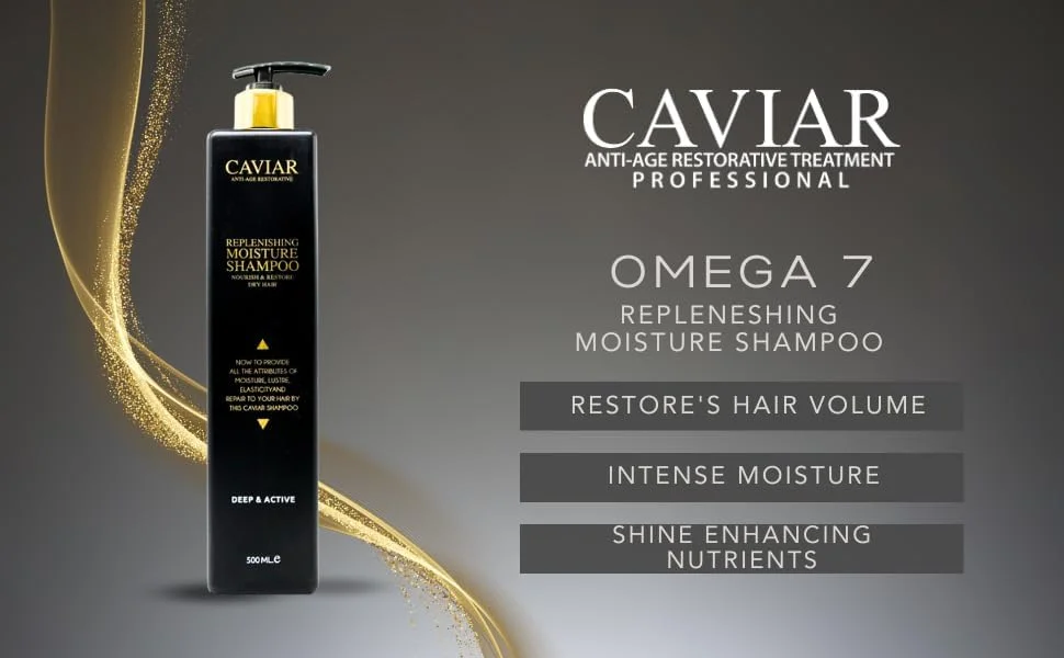 شامپو پروتئین خاویار و کلاژن مو | 500 میلی لیتر - شامپو مغذی و ترمیم کننده با اسیدهای چرب، احیا کننده ساختار مو، ترمیم کننده، فرمول حرفه ای برای استفاده در منزل و سالن