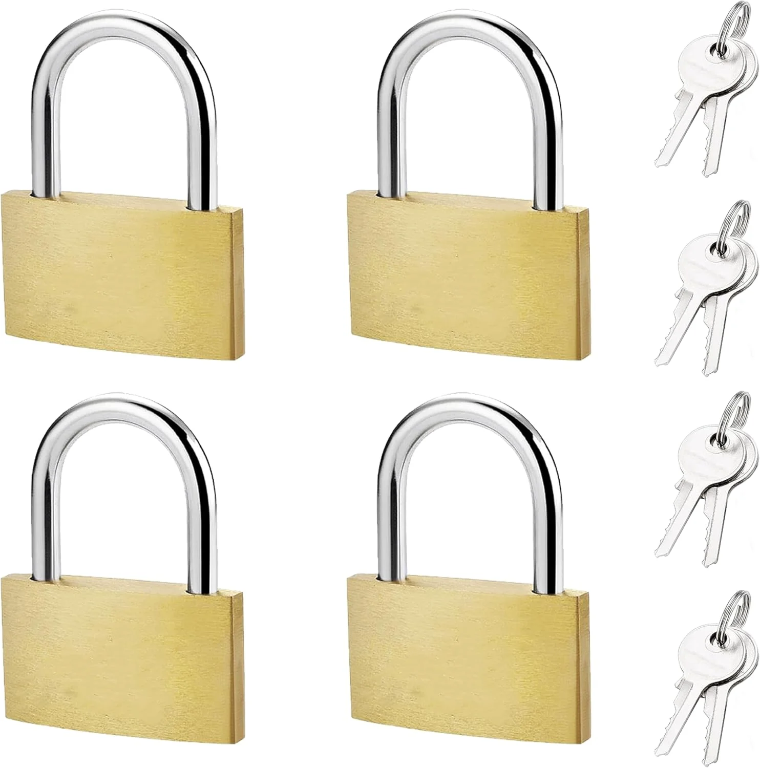 قفل برنجی جامد 4 عددی با کلیدهای مشابه، قفل بدنه پهن 30 میلی متری، قفل امنیتی کوچک در فضای باز، قفل انباری برای فضای باز یا داخلی برای قفسه های ورزشی، کیف، حصار و کوله پشتی قفل برنجی جامد 4 عددی با کلیدهای مشابه، قفل بدنه پهن 30 میلی متری، قفل امنیتی کوچک در فضای باز، قفل انباری برای فضای باز یا داخلی برای قفسه های ورزشی، کیف، حصار و کوله پشتی