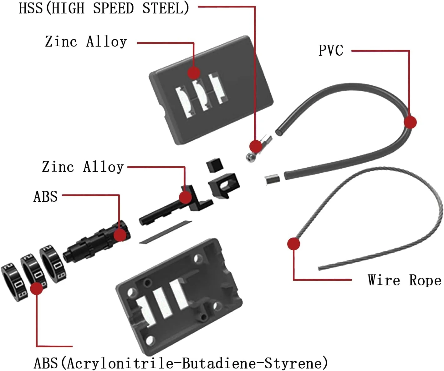 قفل ترکیبی 3 رقمی Nayubo، 2 عددی، با کابل فولادی، قفل کابلی آلیاژ روی برای چمدان، کیف، جعبه ابزار، قفل باشگاه، کلاه ایمنی، کابینت (مشکی)