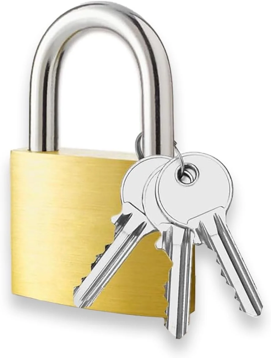 قفل آویز برنجی جامد با کلید - قفل ضد زنگ سنگین برای استفاده در فضای باز، دروازه ها، انبار و امنیت چمدان - KYLAQ (50MM) قفل آویز برنجی جامد با کلید - قفل ضد زنگ سنگین برای استفاده در فضای باز، دروازه ها، انبار و امنیت چمدان - KYLAQ (50MM)