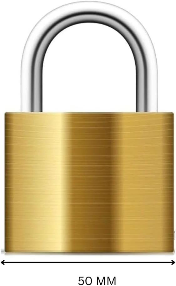 قفل آویز برنجی جامد با کلید - قفل ضد زنگ سنگین برای استفاده در فضای باز، دروازه ها، انبار و امنیت چمدان - KYLAQ (50MM)