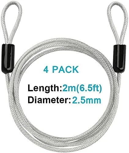 قفل کابلی امنیتی مسافرتی سی وی مدل 200CM/6.6ft، کابل ایمنی روکش دار فولادی بافته شده، قفل چمدان، قفل زنجیری سیم بکسل ایمنی با حلقه دوتایی سبک وزن GOMRQING (بسته 4 عددی) قفل کابلی امنیتی مسافرتی سی وی مدل 200CM/6.6ft، کابل ایمنی روکش دار فولادی بافته شده، قفل چمدان، قفل زنجیری سیم بکسل ایمنی با حلقه دوتایی سبک وزن GOMRQING (بسته 4 عددی)