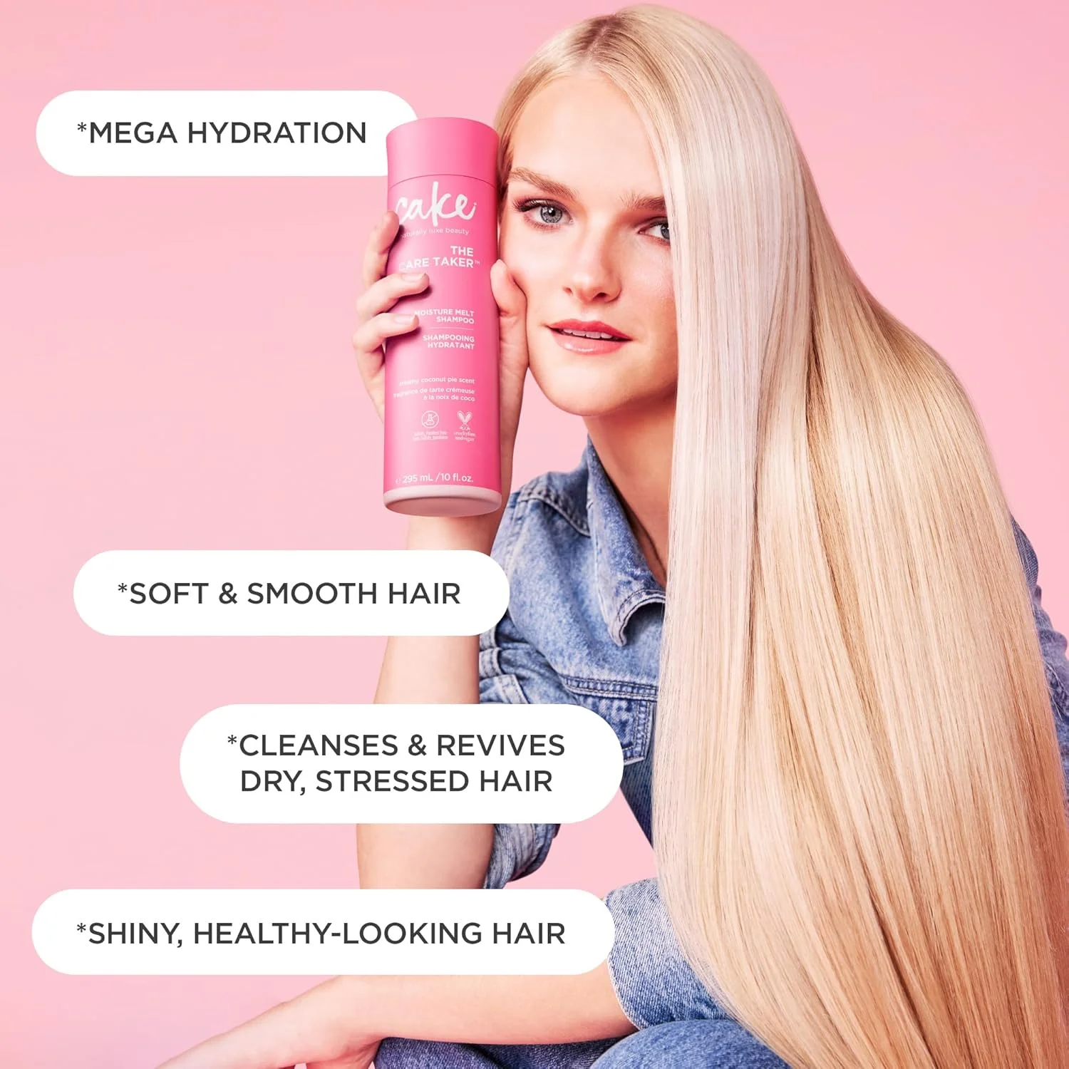 شامپو مرطوب کننده مو کیک بیوتی، مراقب مو – آبرسانی و احیای موهای خشک – حاوی آب نارگیل، اسید هیالورونیک و شی باتر – مناسب برای انواع مو – 296 میلی لیتر