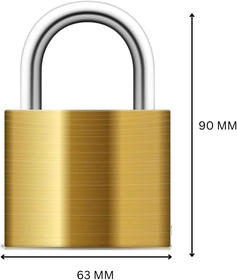 قفل آویز برنجی جامد با کلید - قفل ضد زنگ سنگین برای استفاده در فضای باز، دروازه ها، انبار و امنیت چمدان (63 میلی متر)