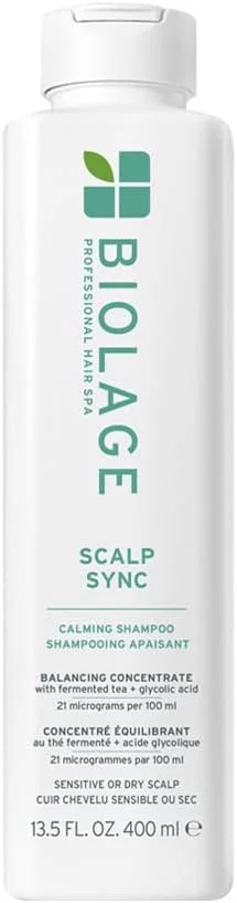 شامپو تسکین دهنده Biolage برای پوست های خشک و حساس، مناسب برای انواع مو، غنی شده با چای آماده و اسید گلیکولیک، شامپو آرامش بخش، Scalp Sync، 400 میلی لیتر شامپو تسکین دهنده Biolage برای پوست های خشک و حساس، مناسب برای انواع مو، غنی شده با چای آماده و اسید گلیکولیک، شامپو آرامش بخش، Scalp Sync، 400 میلی لیتر
