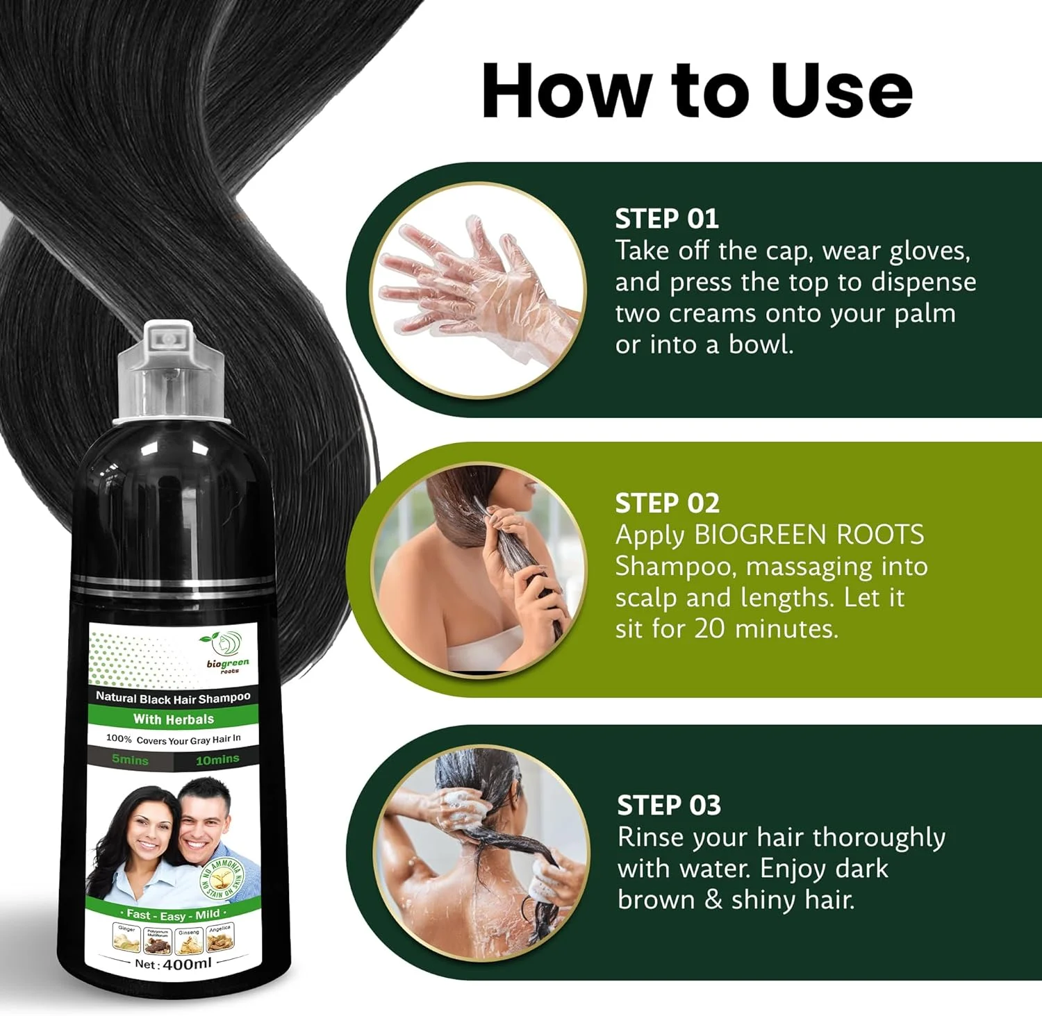شامپو رنگ موی مشکی طبیعی گیاهی Biogreen Roots (400 میلی لیتر) به همراه درمان مو 200 میلی لیتری برای پوشش موهای سفید در 10 دقیقه - رنگ مو برای آقایان، خانم ها، انواع مو - رنگ موی مشکی طبیعی شامپو رنگ موی مشکی طبیعی گیاهی Biogreen Roots (400 میلی لیتر) به همراه درمان مو 200 میلی لیتری برای پوشش موهای سفید در 10 دقیقه - رنگ مو برای آقایان، خانم ها، انواع مو - رنگ موی مشکی طبیعی