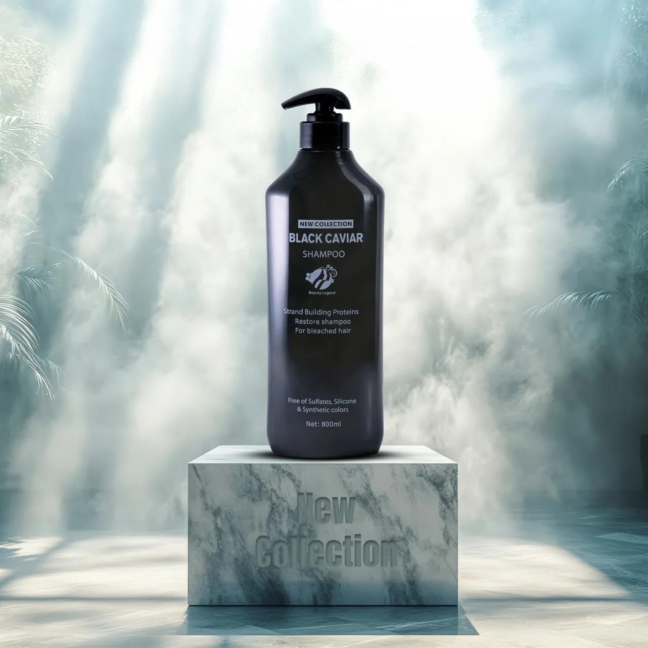 شامپو موی مشکی خاویار بیوتی لجند غنی شده با عصاره خاویار برای تغذیه و تقویت عمقی | درمان احیا کننده برای موهای درخشان و سالم شامپو موی خاویار 800 میلی لیتر