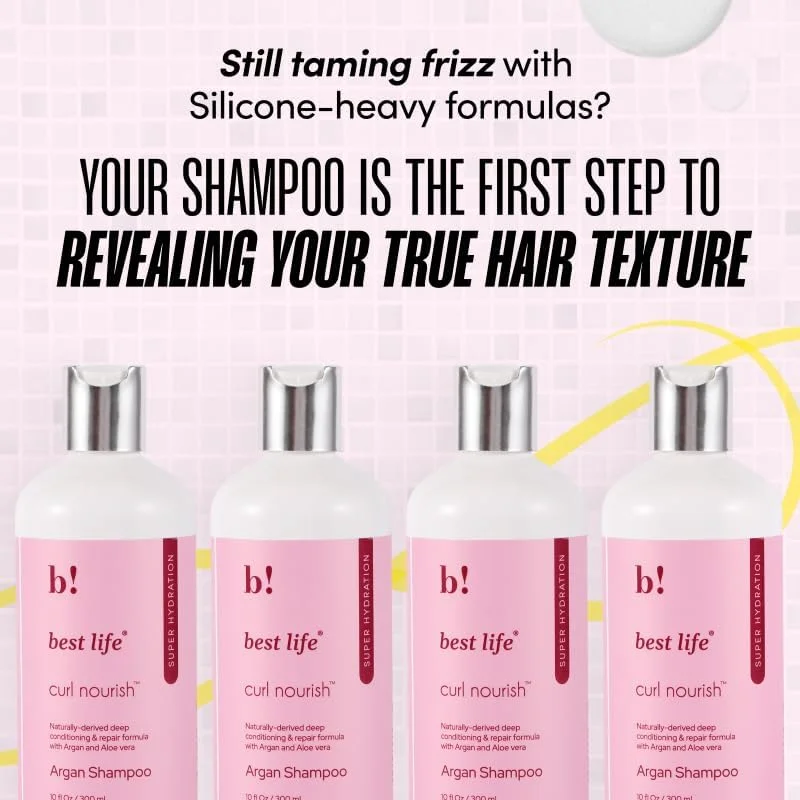 شامپو روغن آرگان مراکشی بست لایف برای موهای کدر، خشک و وز 300 میلی لیتر، مرطوب کننده و تقویت کننده موهای فر و مجعد برای زنان و مردان، بدون پارابن و سولفات، کاملا طبیعی، بدون مواد شیمیایی مضر