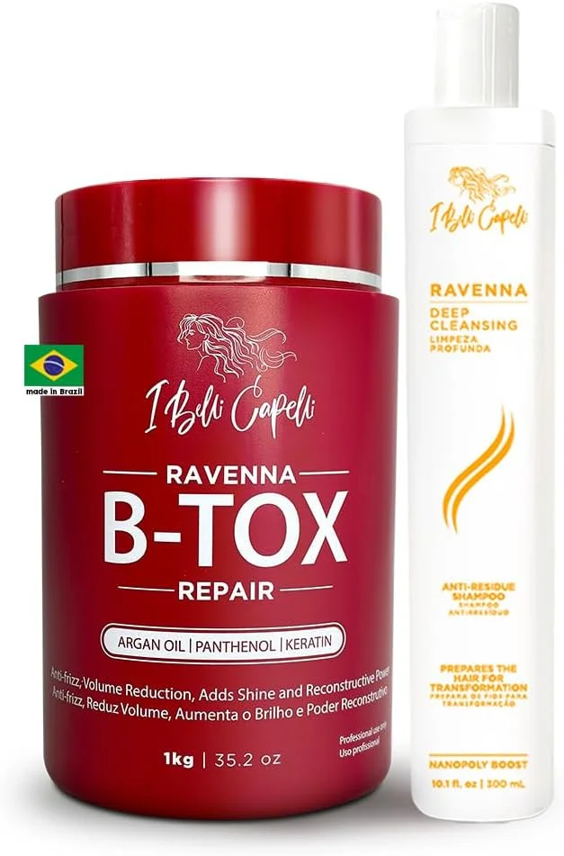 کیت احیا کننده مو Ravenna I Belli Capelli شامل ماسک بوتاکس 1 کیلوگرمی و شامپو ضد رسوب 300 میلی لیتری