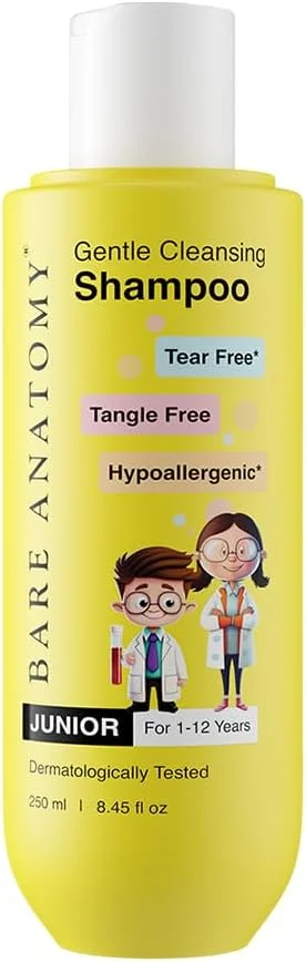 شامپو پاک کننده ملایم Bare Anatomy Junior برای کودکان 5 تا 12 سال، بدون اشک و ضد حساسیت، pH 5.5 حاوی پروتئین شیر نارگیل، روغن بادام، ویتامین E و توت فرنگی، وگان، 250 میلی لیتر شامپو پاک کننده ملایم Bare Anatomy Junior برای کودکان 5 تا 12 سال، بدون اشک و ضد حساسیت، pH 5.5 حاوی پروتئین شیر نارگیل، روغن بادام، ویتامین E و توت فرنگی، وگان، 250 میلی لیتر