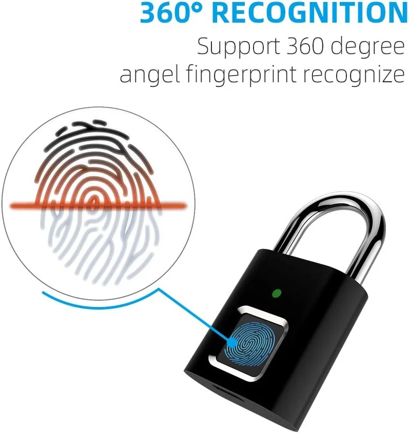 قفل اثر انگشت هوشمند MAKS & CO | قفل الکترونیکی درب | قفل فلزی بیومتریک بدون کلید اثر انگشت | قفل ضد آب ضد سرقت | ایده آل برای کیف، چمدان، کمد و موارد دیگر
