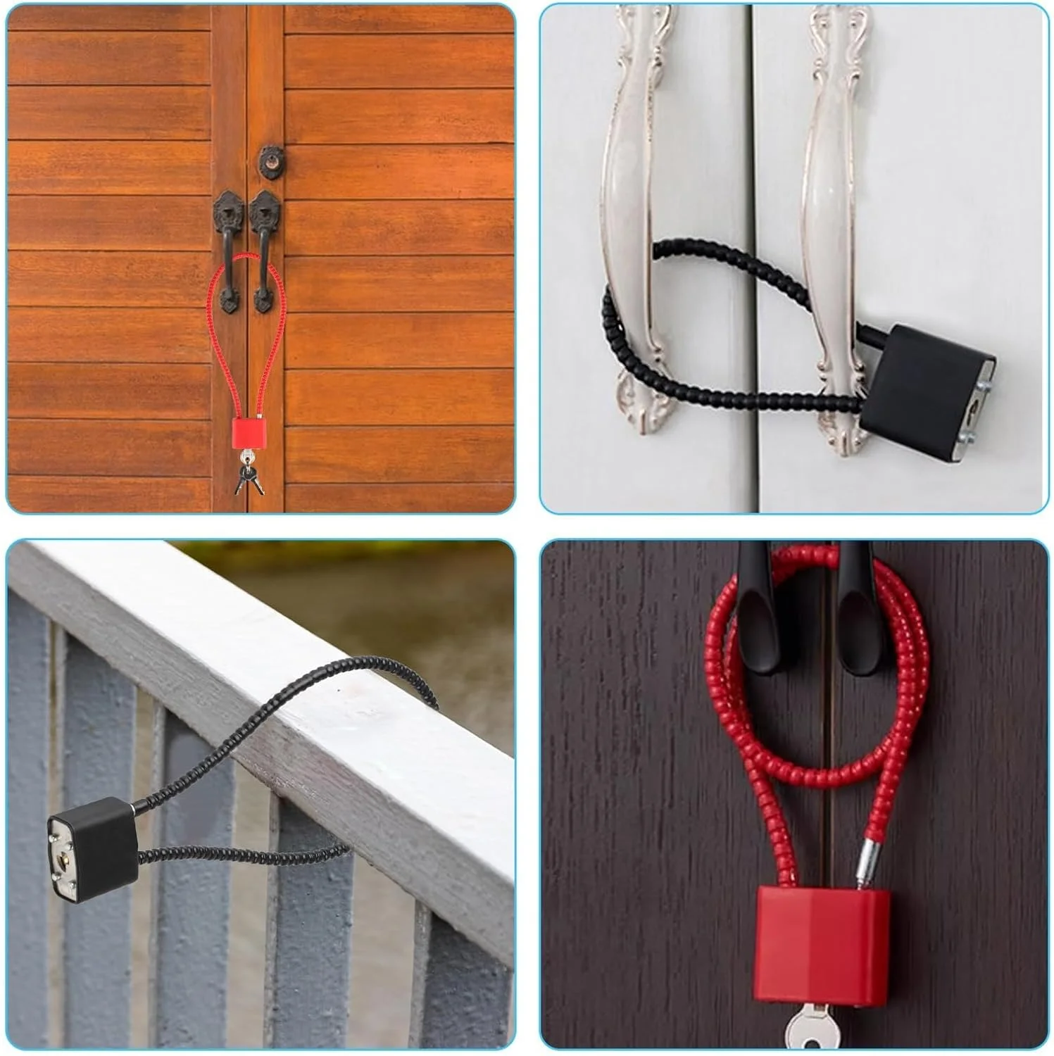 قفل کابلی فولادی KWSLIN، دو عدد با 3 کلید، قفل با حلقه بلند، قفل کابلی انعطاف پذیر مناسب فضای باز و داخل خانه برای سطل زباله چرخدار، دوچرخه، چمدان، دروازه، قفسه باشگاه و قفل های سیمی