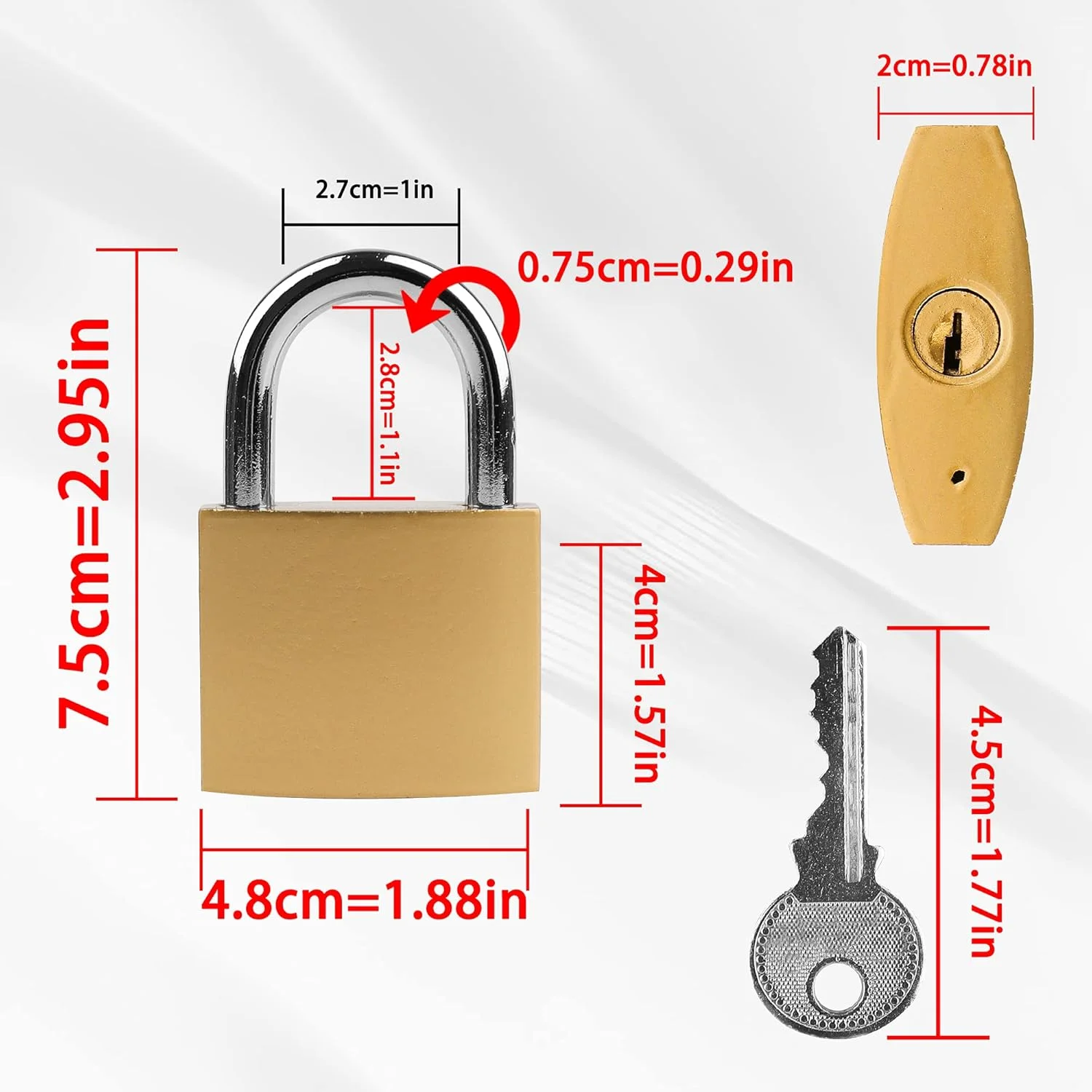 قفل آویز Lamondre، قفل سنگین با کلید، قفل امنیتی بالا برای فضای باز، قفل کلیدی برای انبار، گاراژ، باغ، سوله - 48 میلی متر