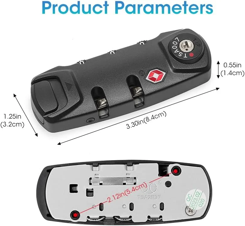 قفل امنیتی TSA007 HASTHIP®، قفل چمدان TSA، قفل ترکیبی 3 رقمی خود تنظیم شونده، قفل ضد سرقت چمدان، آلیاژ روی بادوام، برای چمدان، کوله پشتی، چرخ دستی و کیف مسافرتی (مشکی)