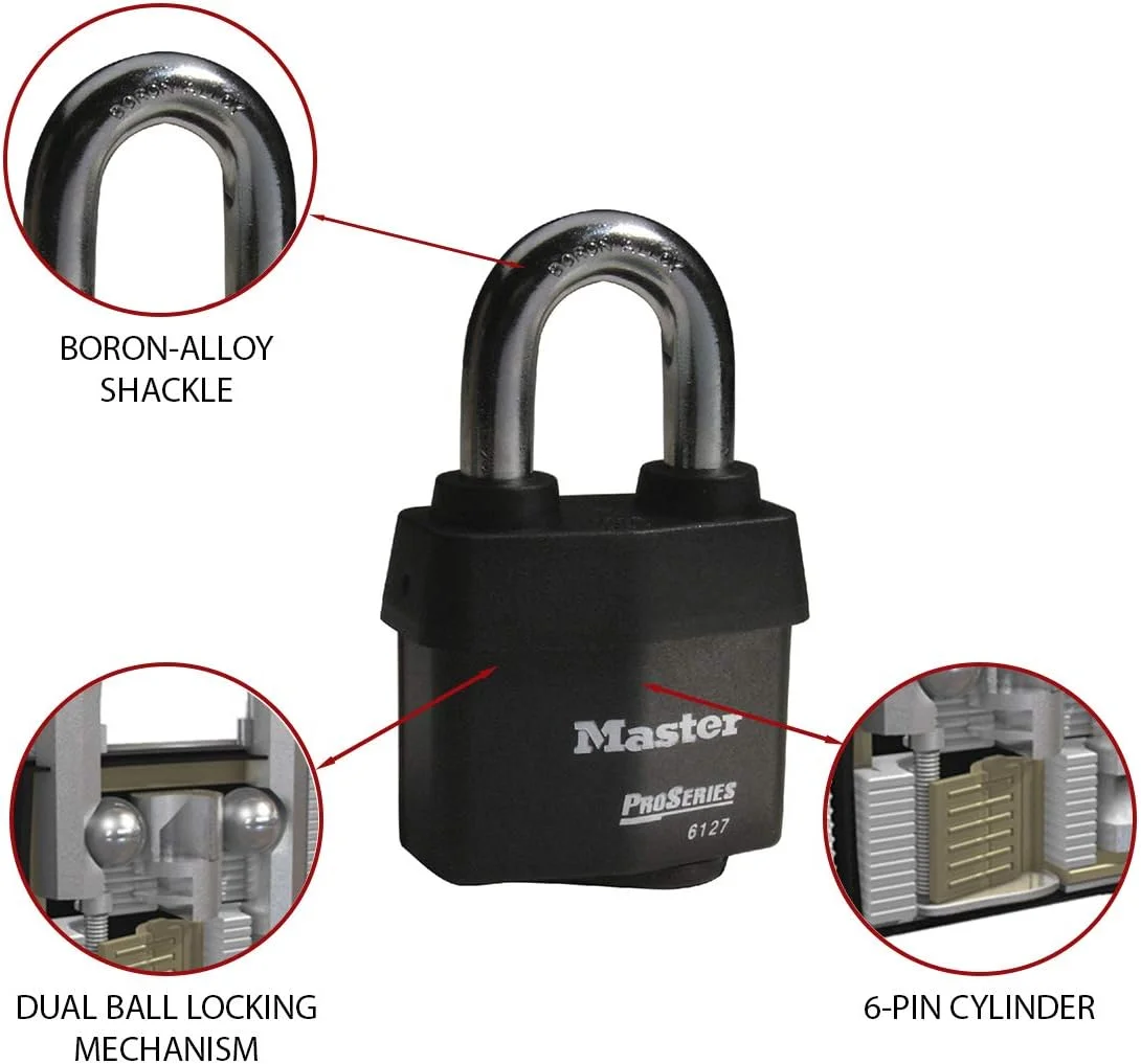 قفل آویز ضد آب سری Master Lock Pro مدل 6127EURD مناسب برای کاربردهای حمل و نقل و صنعتی
