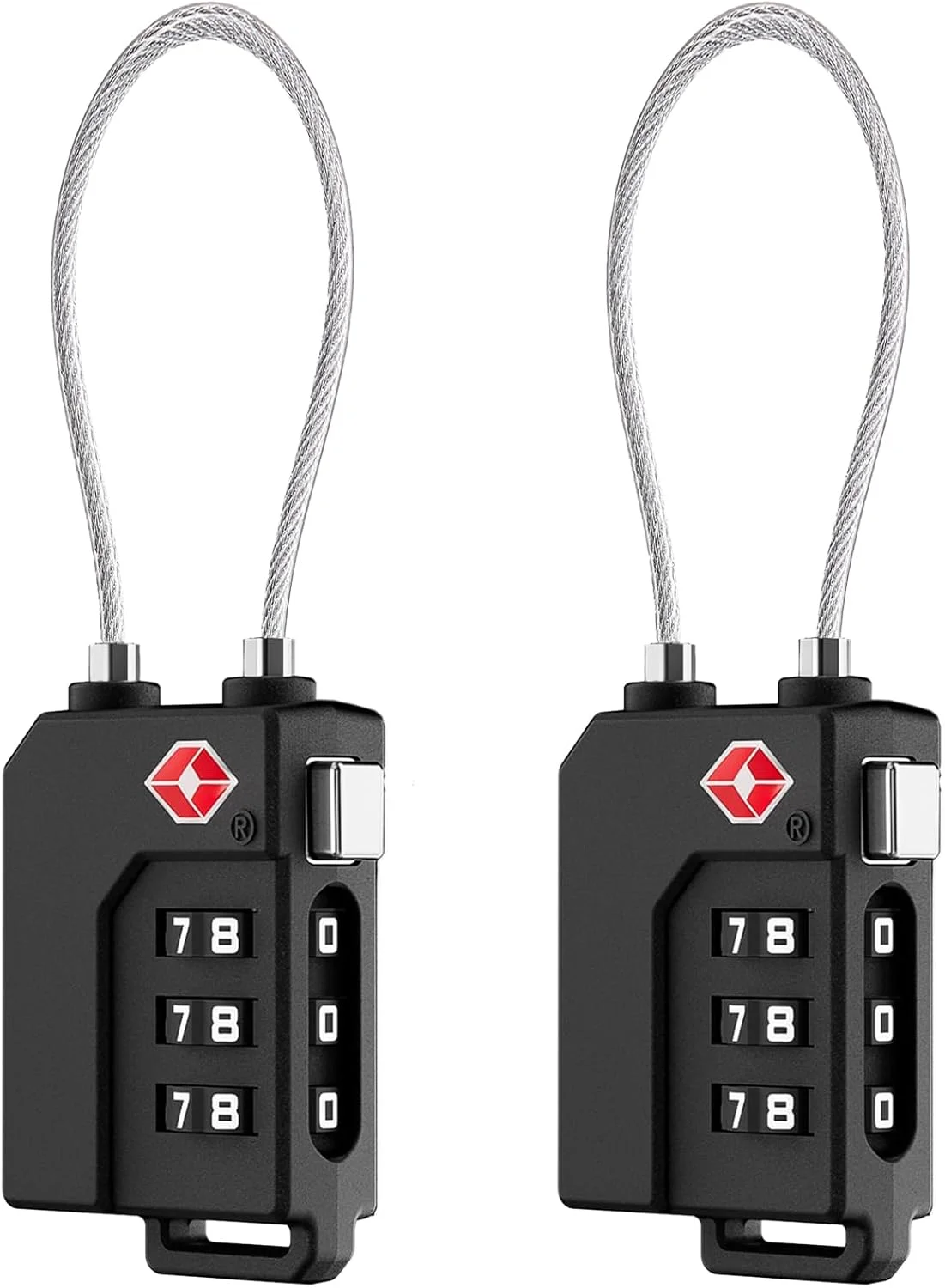 قفل چمدان کابلی مورد تایید TSA گلدن لند، 2 عددی، قفل بادوام با اعداد، قفل ترکیبی قابل تنظیم مجدد با بدنه آلیاژی برای مسافرت، کوله پشتی، چمدان، کمد