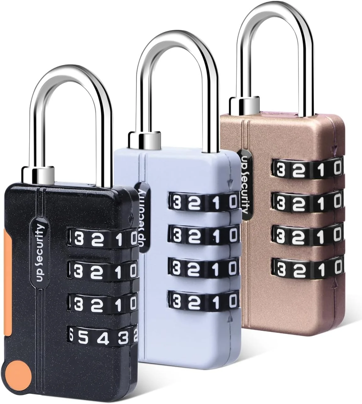 قفل ترکیبی 4 رقمی Homarket، بسته 3 عددی، قفل ضد آب مناسب فضای باز برای کمدهای مدرسه، کمدهای ورزشی، حصار، جعبه ابزار، دروازه، کیف، انبار (مشکی، خاکستری، آبی)