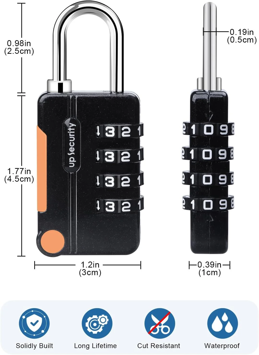قفل ترکیبی 4 رقمی Homarket، بسته 3 عددی، قفل ضد آب مناسب فضای باز برای کمدهای مدرسه، کمدهای ورزشی، حصار، جعبه ابزار، دروازه، کیف، انبار (مشکی، خاکستری، آبی)