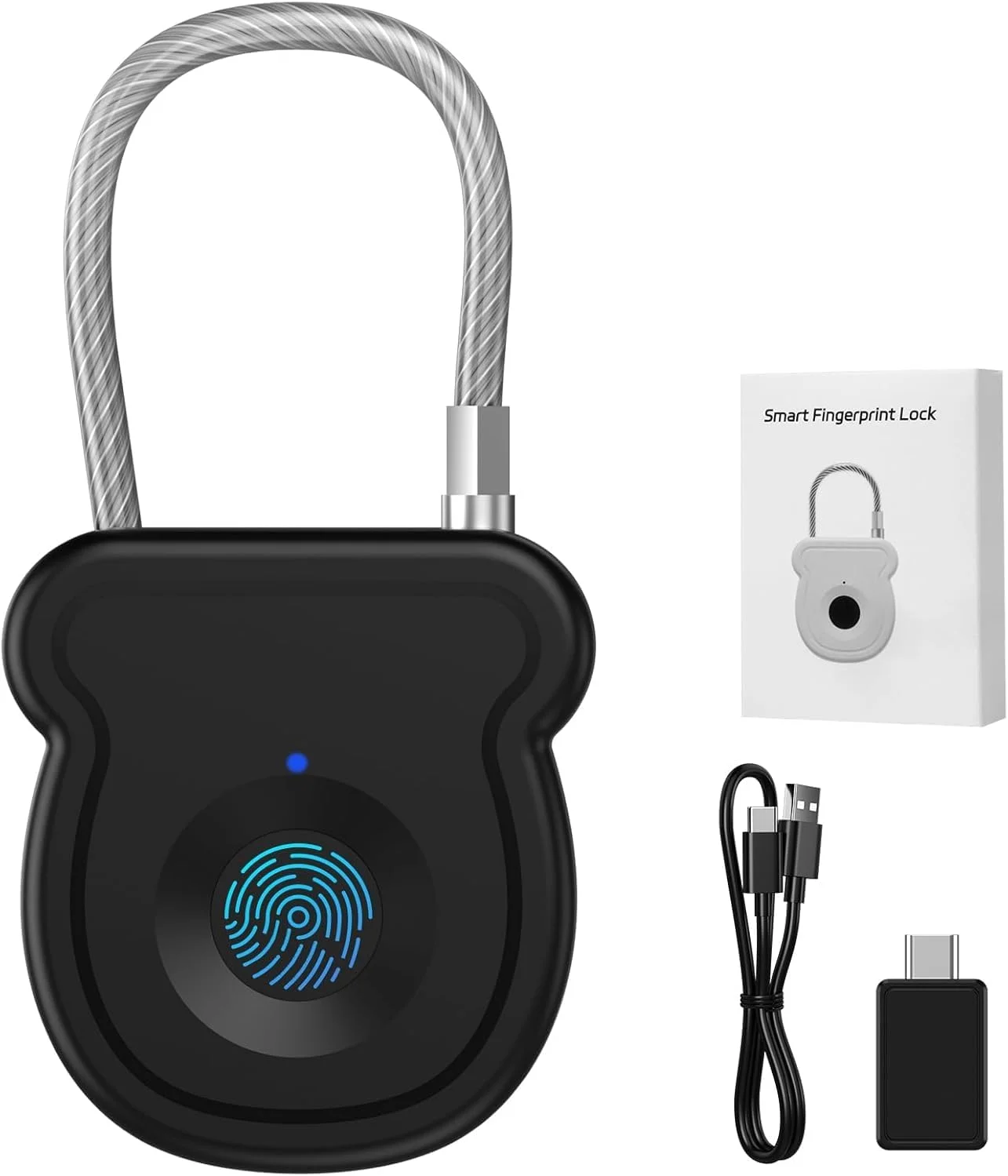 قفل اثر انگشتی هوشمند، قفل بیومتریک بدون کلید با ظرفیت ۲۰ اثر انگشت، شارژ USB و بازگشایی اضطراری، ایده آل برای کمدهای ورزشی، چمدان، کیف، جعبه ابزار، استفاده در مدرسه یا مسافرت