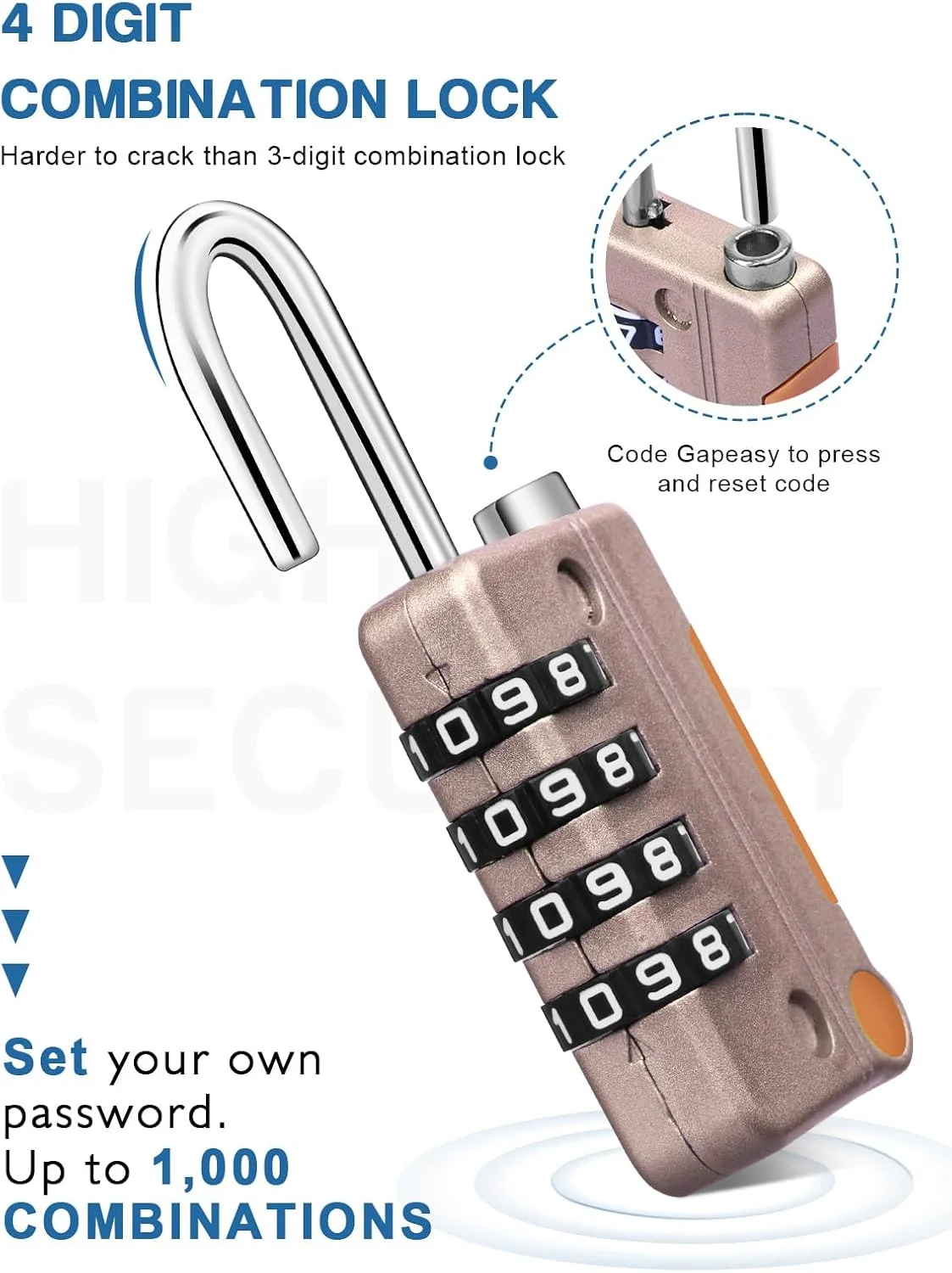 قفل ترکیبی 4 رقمی Homarket، بسته 3 عددی، قفل ضد آب مناسب فضای باز برای کمدهای مدرسه، کمدهای ورزشی، حصار، جعبه ابزار، دروازه، کیف، انبار (مشکی، خاکستری، آبی)