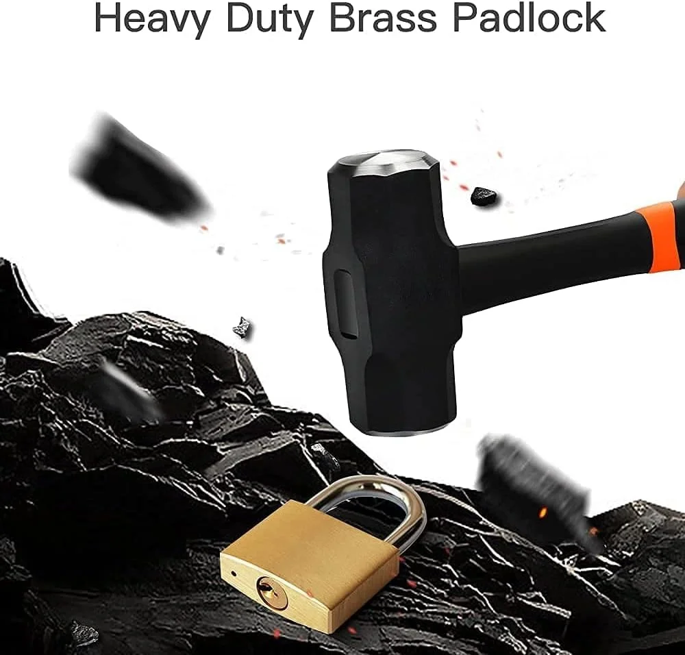 قفل و کلید برنجی جامد گولیفن، قفل آویز با بدنه قفل به عرض 40 میلی متر، قفل آویز دروازه با حلقه بلند 63.5 میلی متری برای حصار فضای باز، سوله، واحد ذخیره سازی، دروازه، جعبه ابزار، تریلر، گاراژ، 1 عدد