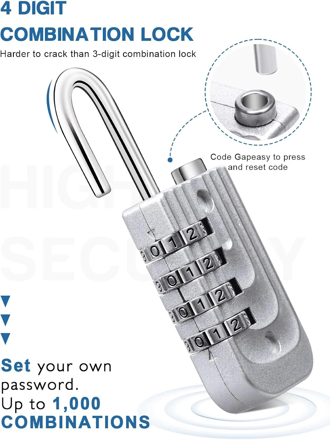 قفل رمزی Homarket، بسته 4 عددی قفل فلزی برای کمدهای ورزشی، قفل های رمزی، قفل ورزشی، قفل کمد، قفل ضد آب برای کمد، درب بیرونی، سوله (مشکی خاکستری آبی قرمز)